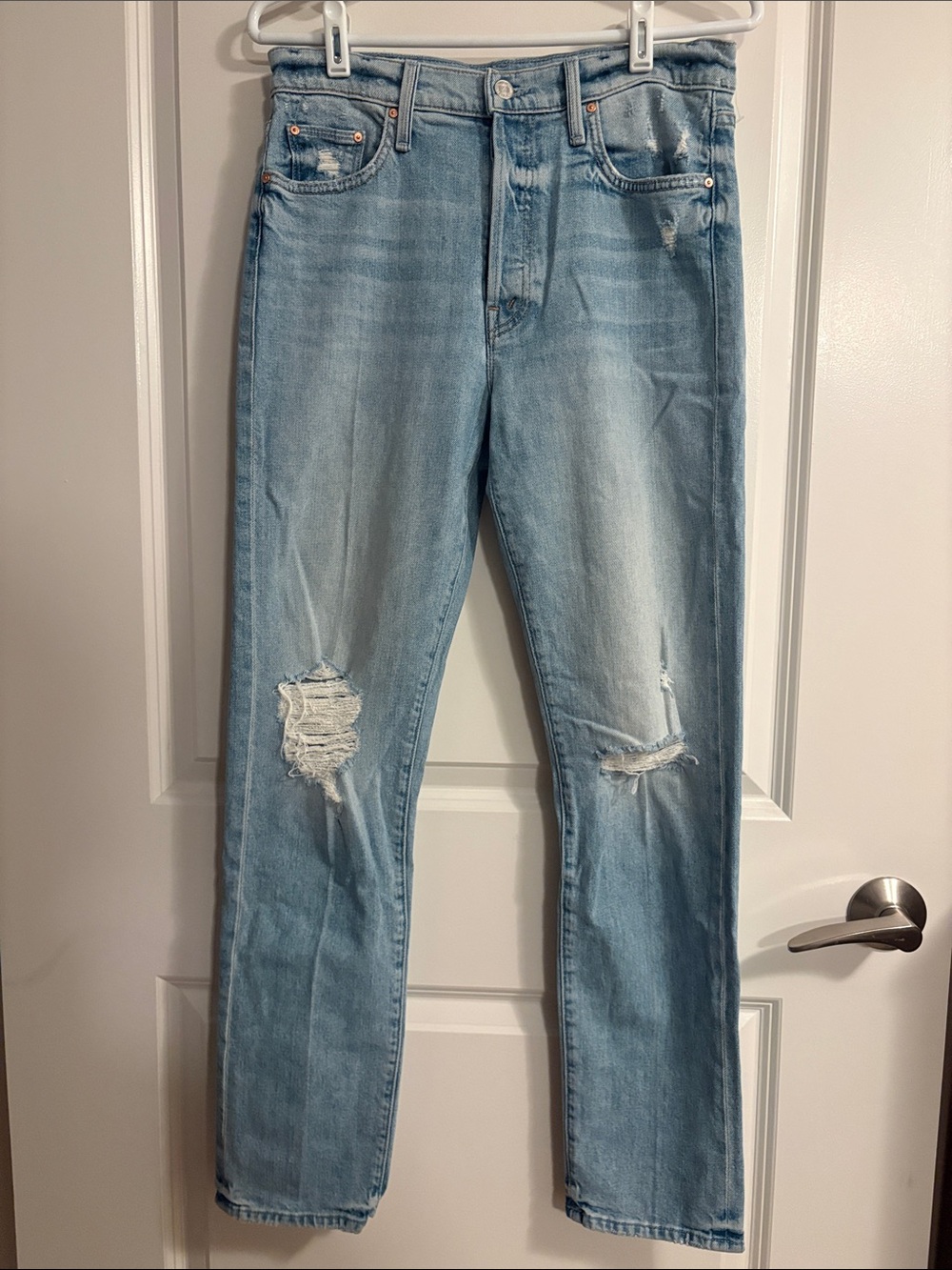MOTHER SUPERIOR The Huffy Skimp Jeans with Distressed Knees - Accepting Offers